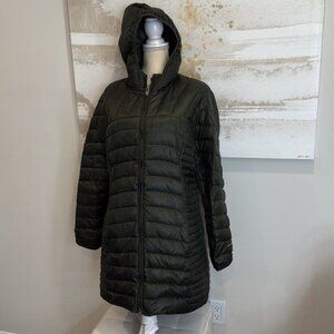 Eddie Bauer Army Green Women's Quilted puffer Jacket size xl